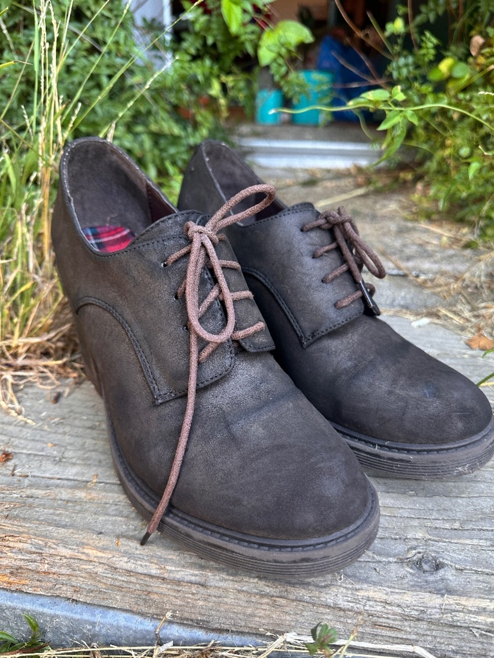 SODA Classic Vintage Lace Up Chunky Boots - brown - size 10